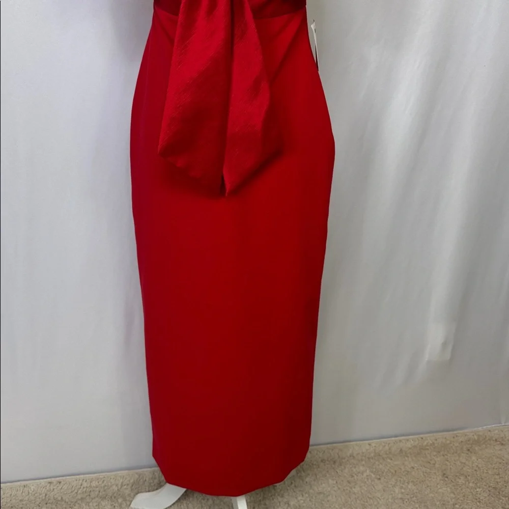 Likely Valerie‎ Strapless Bow Back Dress Size 6 Red Midi Slit NWT